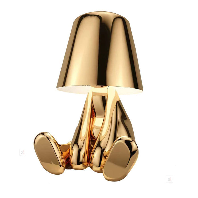 Nordic Gold Man Wireless Touch Led Lamp, Tap on Led Table Lamp for Home Decoration Gold 11 X 12 CM