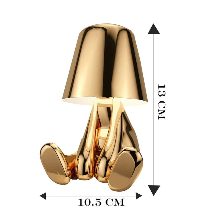 Nordic Gold Man Wireless Touch Led Lamp, Tap on Led Table Lamp for Home Decoration Gold 11 X 12 CM