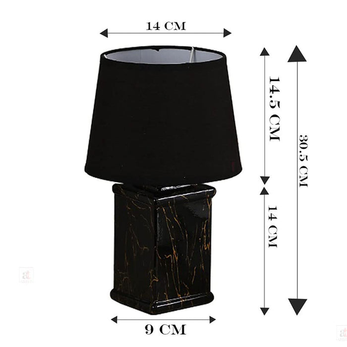 Twilight Ceramic Marble Table Lamp for Bedroom, Vintage Night Lamp with Shade 14x30.5 Cm