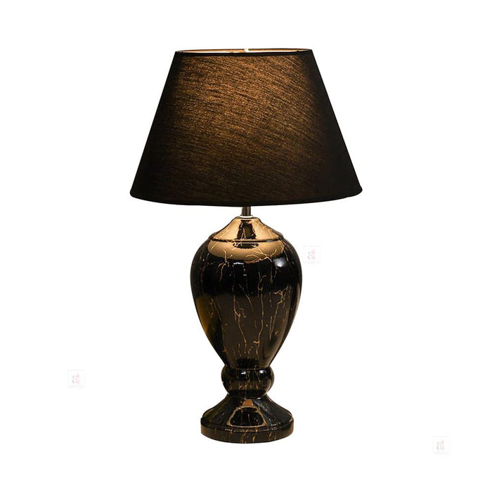 Trophy Ceramic Premium Bedside Table Lamp with Shade in Black & Gold Color for Home Decoration (32.5 x 52.5 Cm)