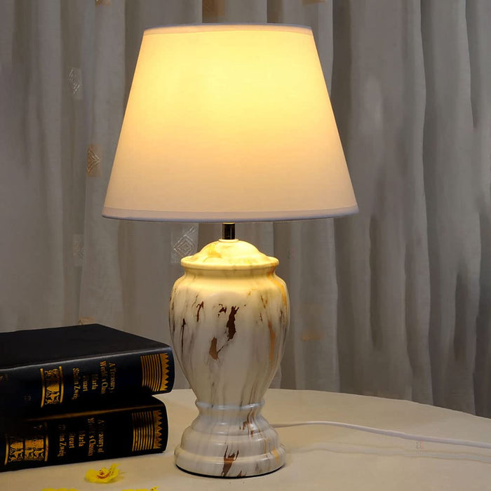Dauphin Marble Ceramic Table Lamp for Bedside Table/Home Decoration 25X42 Cm