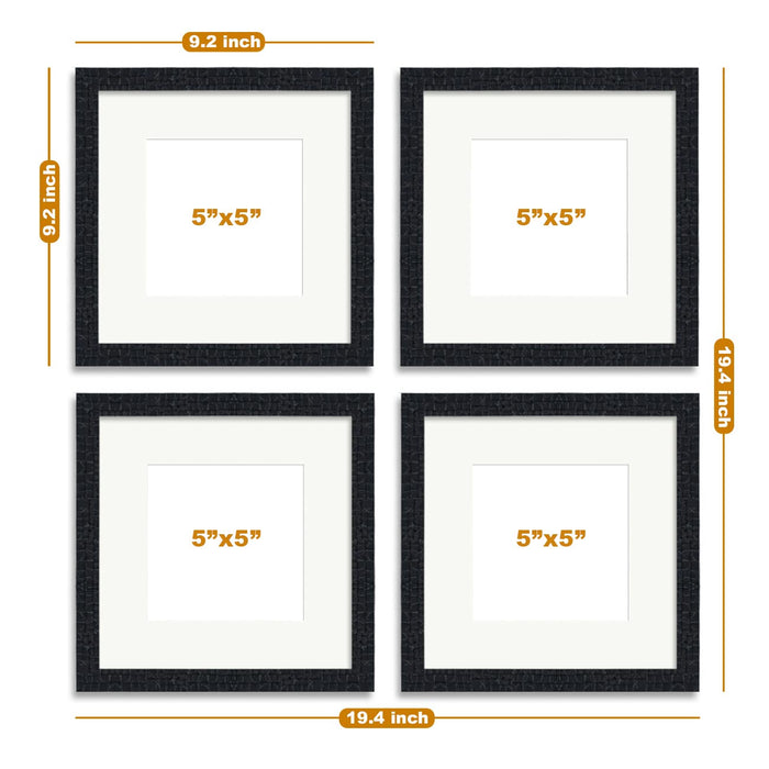 Art Street 4 Square Wall Photo Frame Collage for Living Room, ( 8x8 Set of 4, with matt 5x5 ) ( Square )