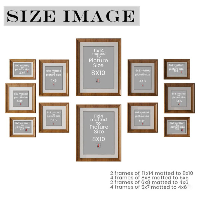 Art Street Set of 12 Zing Premium 3D Photo Frame for Home Décor (Brown, 11x14, 8x8, 6x8, 5x7 Inches)