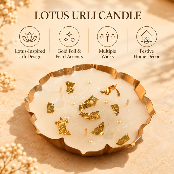 Mogra Scented Soy Wax Lotus Urli Candle Gift Set - Scented Floral Urli Candles for Gifting & Home Décor