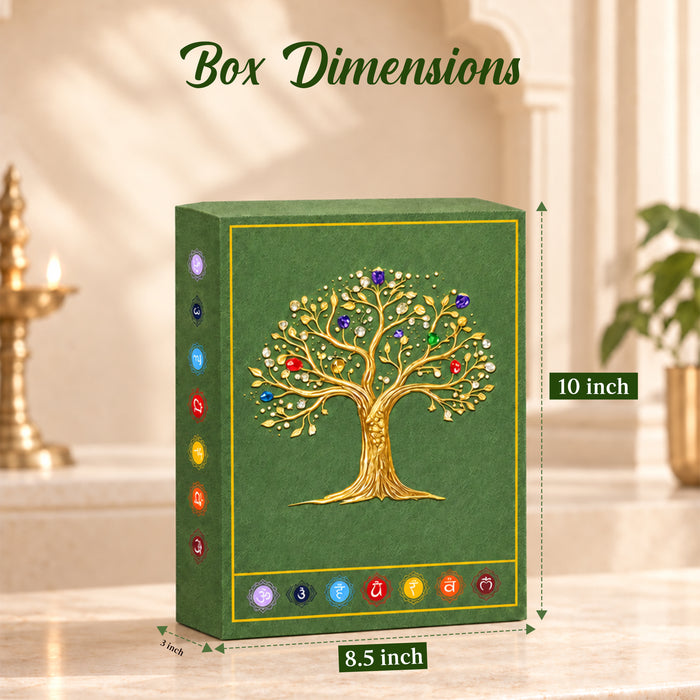 7 Chakra Crystal Tree & Candle Gift Hamper, Vastu Decorative Item with Scented Candles for Meditation & Home Decor (10x8.5 Inch)