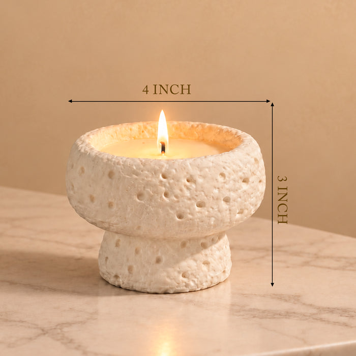Ceramic Bowl Candle, Textured Yellow, Green, Pink Pedestal Jar Wax Candle for Home Decor, Festive Gifting & Aromatherapy (4x3 Inch)