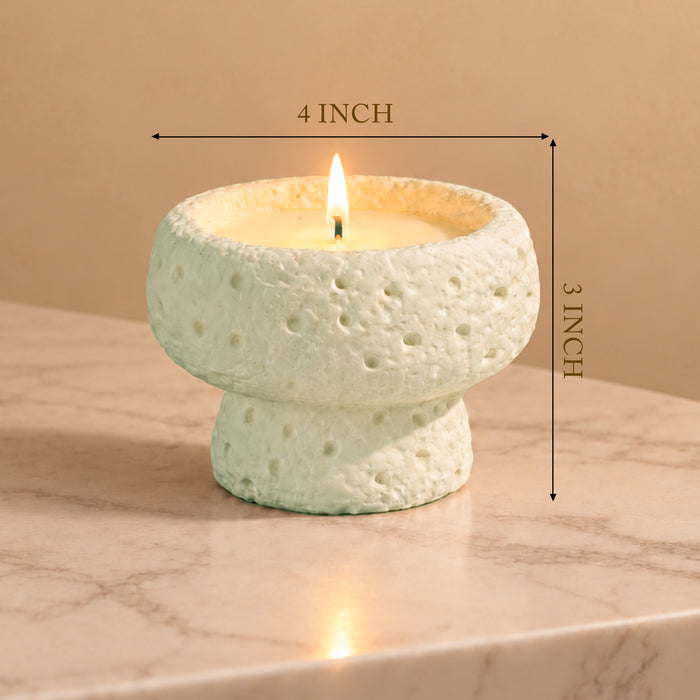 Ceramic Bowl Candle, Textured Yellow, Green, Pink Pedestal Jar Wax Candle for Home Decor, Festive Gifting & Aromatherapy (4x3 Inch)