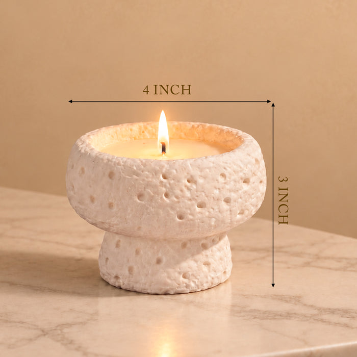Ceramic Bowl Candle, Textured Yellow, Green, Pink Pedestal Jar Wax Candle for Home Decor, Festive Gifting & Aromatherapy (4x3 Inch)