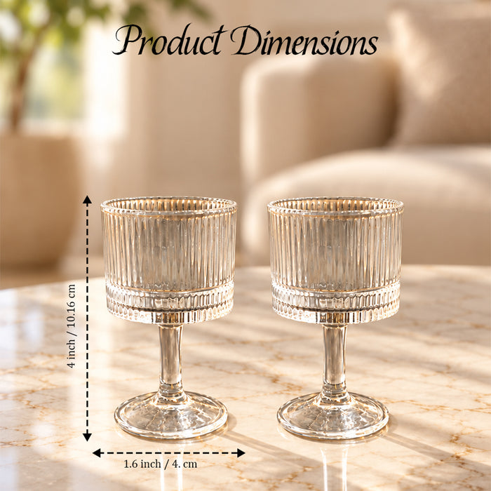 Set of 2 Glass Pillar Candle Holders, Tea Light Votive Stands for Diwali Decoration, Dining Table & Festive Home Decor (10x4 cm)