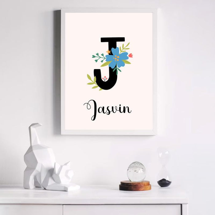 SNAP ART Personalized Customized With Name Texture Paper Framed Named Art Print Start With Alphabet (13x17 Inch)