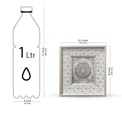 Shree Yantra Silver Plated Photo Frame Silver God Frames Laxmi Yantra for Temple 6x5 inch