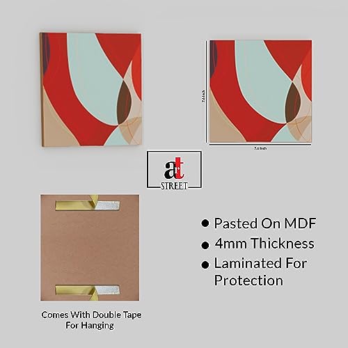 Art Street MDF Abstract Wall Art Print, Modern Square Wall Plate, Decorative Home Décor for Living Room, Bedroom & Office (Set of 9, Size: 7.65x7.65 Inch)