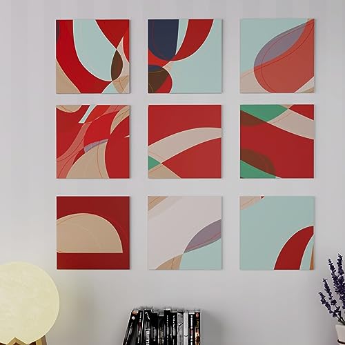 Art Street MDF Abstract Wall Art Print, Modern Square Wall Plate, Decorative Home Décor for Living Room, Bedroom & Office (Set of 9, Size: 7.65x7.65 Inch)
