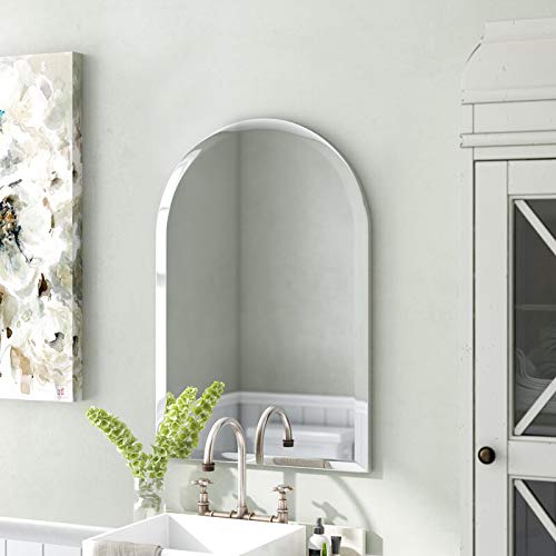 Frameless Beveled Glass Wall Mirror for Bathroom, Wall Mirrors ( Color Silver )