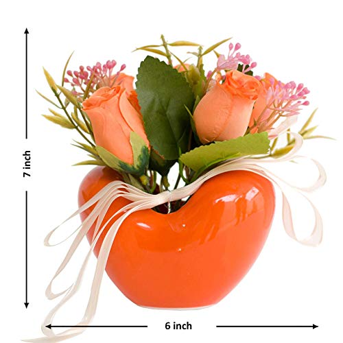 Artificial Flowers/Plants/ Rose Flower in Ceramic Pot/Planter for Home, Garden Decor Decoration