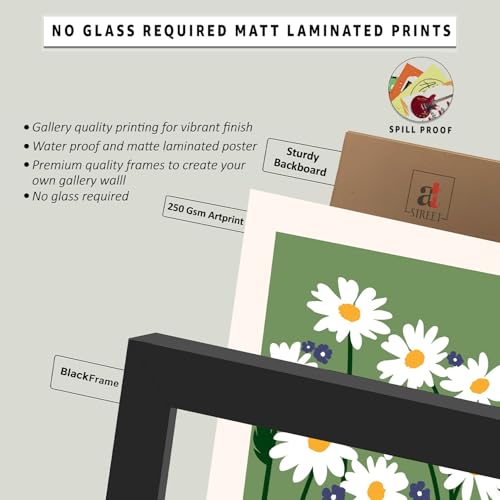 Motivational Framed Wall Art Print with Chess Piece Illustration Featuring King and Rooks 32x44 cm