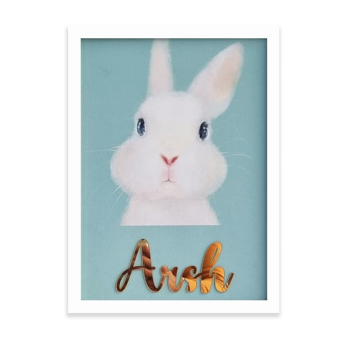 SNAP ART Customised Acrylic name kids wall art, Rabbit Kids Art Print (A4, 8.9x12.8 Inch)