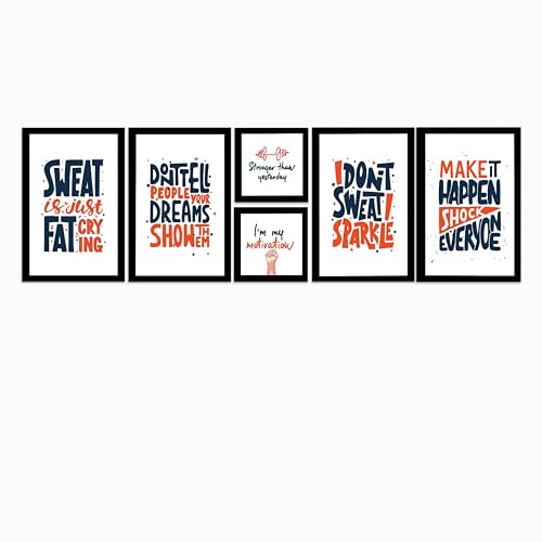 Art Street Gym Motivational Quotes Stronger Than Yesterday, Art Prints (Set Of 6, 5x5, (A4) 8x12 Inch)