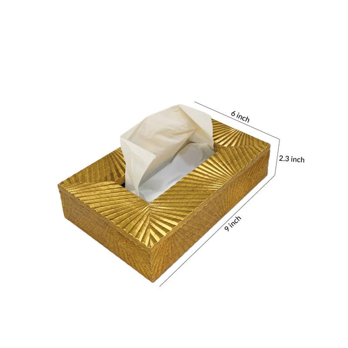 Art Street Tissue Box Holder With Cover, Rectangle Facial Tissue Paper Box Holder Decorative Organizer, Napkin Dispenser Box For Bathroom, Home, Office & Restaurant (Lustrous Gold, Size: 9x6x2.3 Inch)