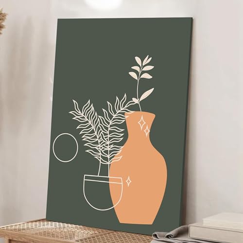 Abstract Vase Stretched Canvas Wall Art Modern Boho Illustration Painting for Home & Office Wall Decor, (16x22 Inch)