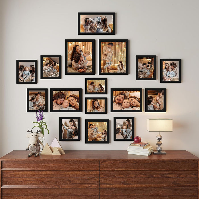 Art Street Large Collage Wall Photo Frame - Set Of 16 (4x6, 5x5