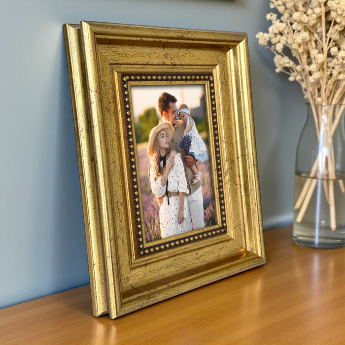 Photo Frame for Tabletop | Plexiglass, Frame for Home and Office Decoration (Golden, 4x6 Inch)