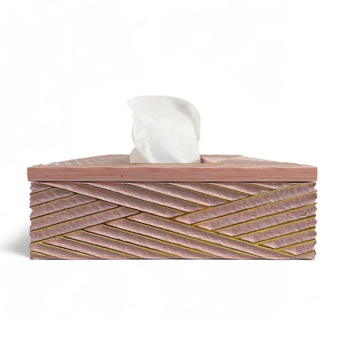 Art Street Tissue Box Holder with Cover, Rectangle Facial Tissue Paper Box Holder Decorative Organizer, Napkin Dispenser Box (Pink, Size: 7.5x7.5x2.5 Inch)
