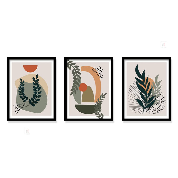 Bohemian Abstract Wall Art Print for Bedroom, Minimalist Office Room Décor (Set Of 3, 13x17 Inch)
