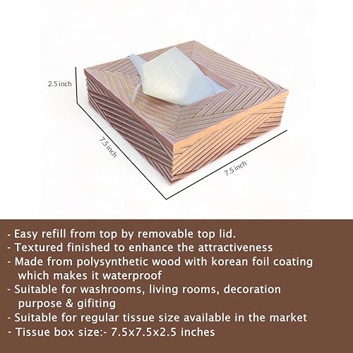 Art Street Tissue Box Holder with Cover, Rectangle Facial Tissue Paper Box Holder Decorative Organizer, Napkin Dispenser Box (Silver, Size: 7.5x7.5x2.5 Inch)