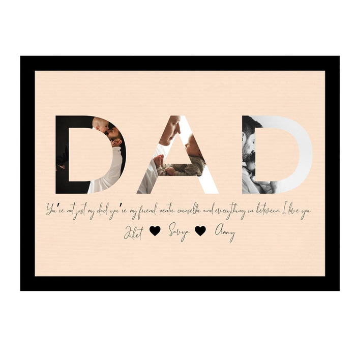 SNAP ART Customized Father's Day Gift for your DAD with Collage print along with Text, Photo Frame With Photo Upload (9.2x12.6 Inch)