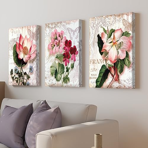 Art Street Stretched Canvas Painting Beautiful Peacock & Flower with Vase Print For Home Décor (Set of 3, Size: 16x22 Inch)