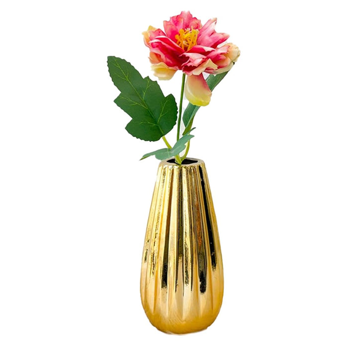 Ceramic Flower Vase, Golden (2.5x5 Inch), Vases for Fake Flowers, Flowers Not Included