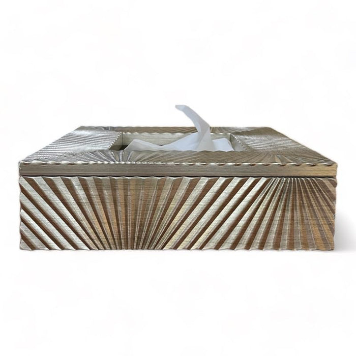 Art Street Tissue Box Holder with Cover, Rectangle Facial Tissue Paper Box Holder Decorative Organizer, Napkin Dispenser Box (Silver, Size: 7.5x7.5x2.5 Inch)