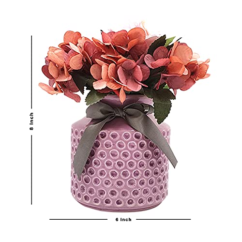 Artificial Ceramic Flower Pot for Home Office Decoration Artificial Plants with Pot & Flowers (Size - 8 x 6 Inch)