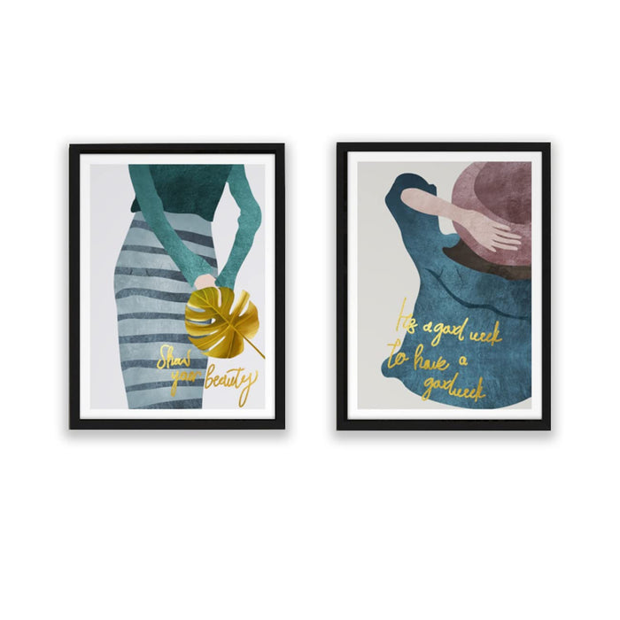 Set Of 2 # Life is a Beautiful Ride Quote Framed Art Print Size - 13.5" x 17.5" Inch