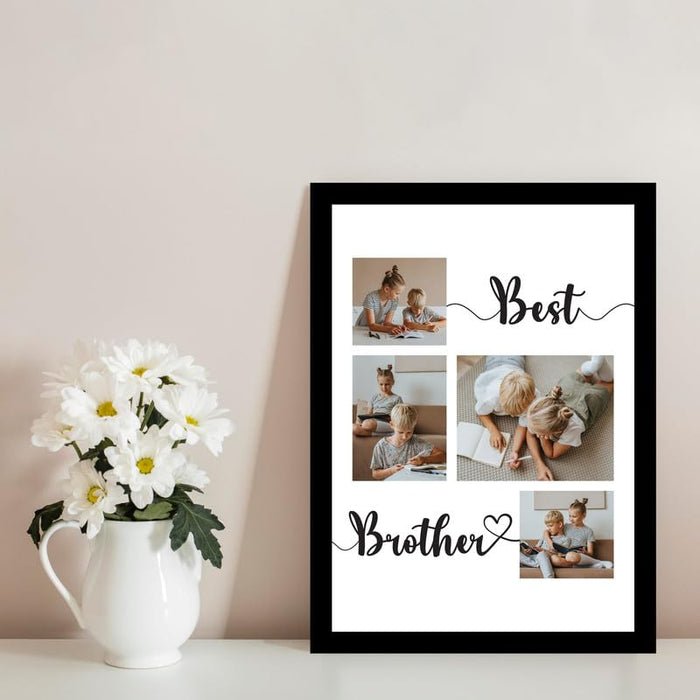 SNAP ART Personalized Best Brother with 4 Photo Collage print  (8.9x12.8 Inch)