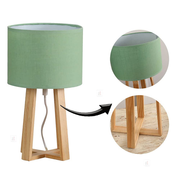 Multi-Legged Side Table Lamp, Natural Wood Frame Lamp for Living Room (18 x 32 Cm)