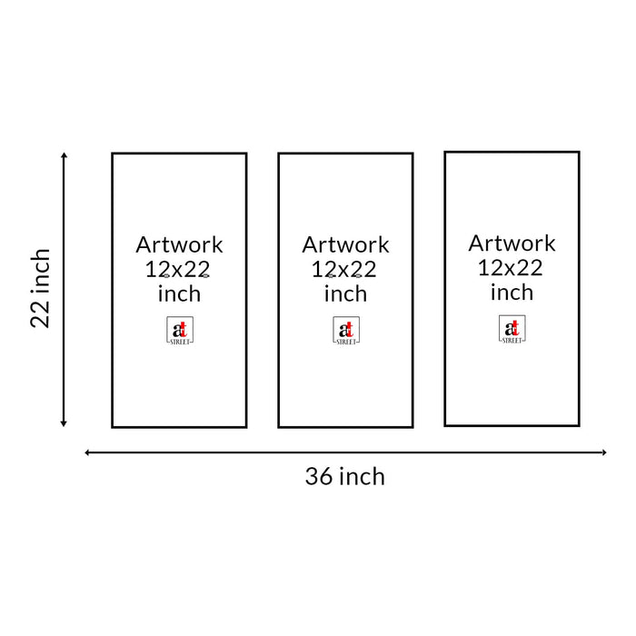 Stretched Modern Canvas Wall Art Painting for Home Decoration (Set of 3, 12x22 Inch Each)