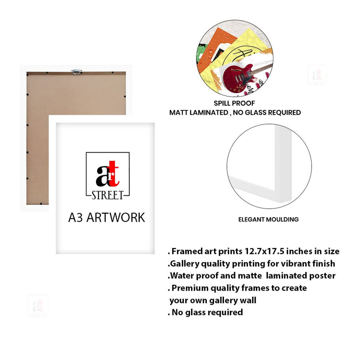 Art Street Motivational Poster Mindset, Bliss Art Prints For Room Decoration (Set Of 4, 13x17 Inch)