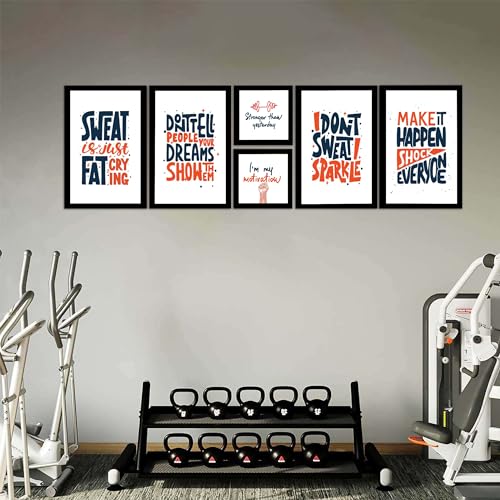 Art Street Gym Motivational Quotes Stronger Than Yesterday, Art Prints (Set Of 6, 5x5, (A4) 8x12 Inch)