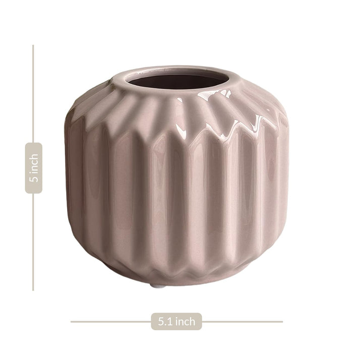 Art Street Modern Geometric Designed Decorative Grey Ceramic Vase for Home Décoration,Office, Living Room, Bedroom (Size: 5x5.1 Inch)