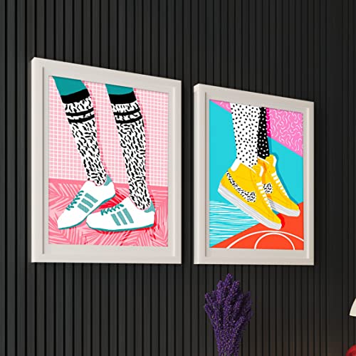 Art Street Duo sneakers Illustration Art Posters Art Prints For Room Decoration, Decorative Home Wall Décor Art Posters, Wall Art For Living Room (Set Of 2, 13x17 Inch)