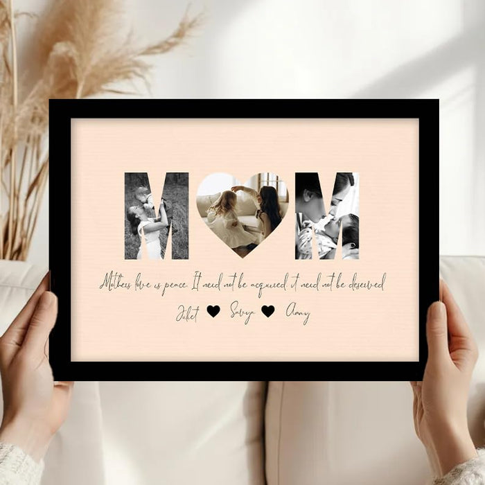 Customized Mother's Day Gift for your Mom with 3 Pictures Collage print along with MOM Text (8.9x12.8 Inch)