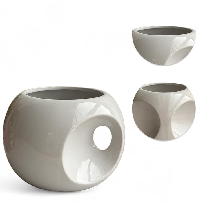 Art Street Modern Mug Designed Decorative Snow White Ceramic Vase for Home Décoration,Office, Living Room, Bedroom (Size: 4.5x5.1 Inch)