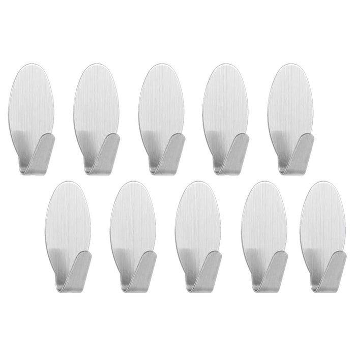 Art Street Adhesive Wall Hooks, Multipurpose Small Oval Stainless Steel Adhesive Hooks - Load Capacity Upto 1 Kg - Silver (Pack Of 25, Size: 1.5x3.5 Cm)