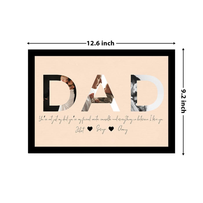 SNAP ART Customized Father's Day Gift for your DAD with Collage print along with Text, Photo Frame With Photo Upload (9.2x12.6 Inch)