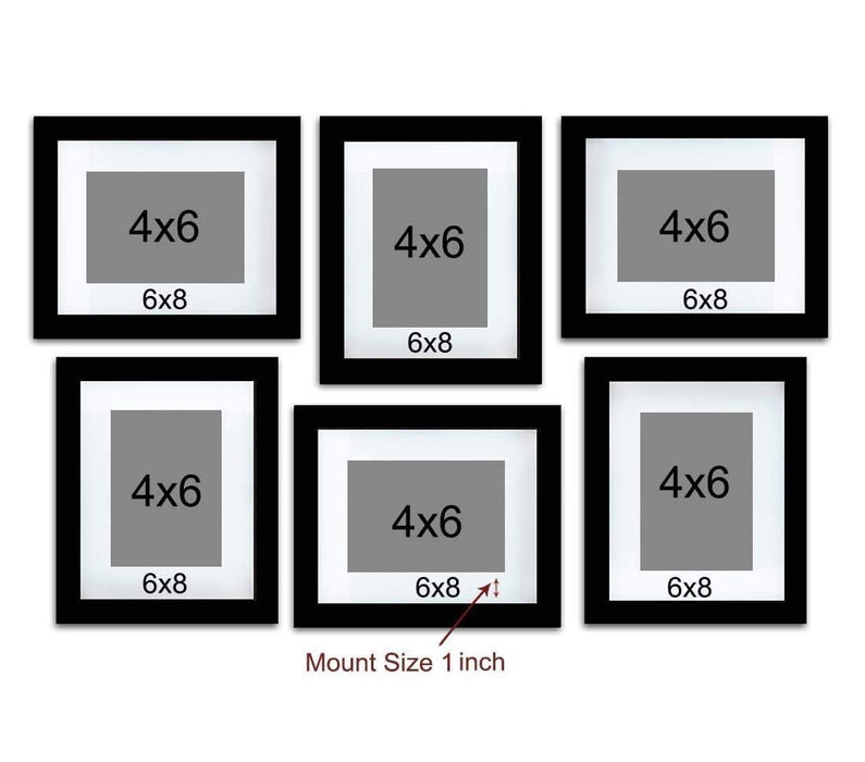 Art Street Decorative Individual Wall Photo Frame For Living Room, Bedroom, Offices - Set of 6 (6"x8" Picture Size matted to 4"x6")