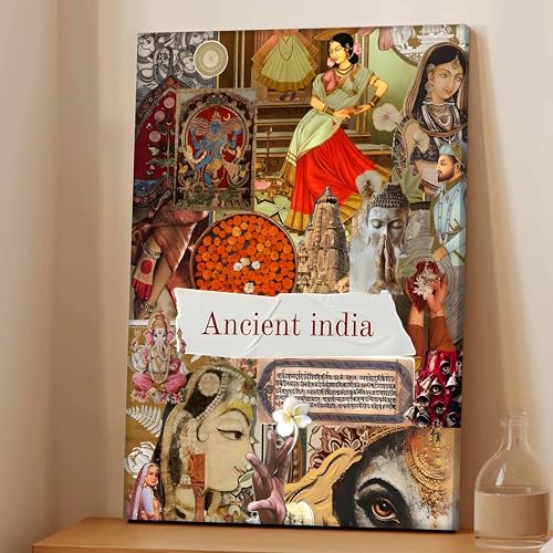 Ancient India Landmarks Collage Mixed Canvas Wall Painting | Travel pop art Canvas Wall Painting For Home and Office Wall Décor (41x56 cm)