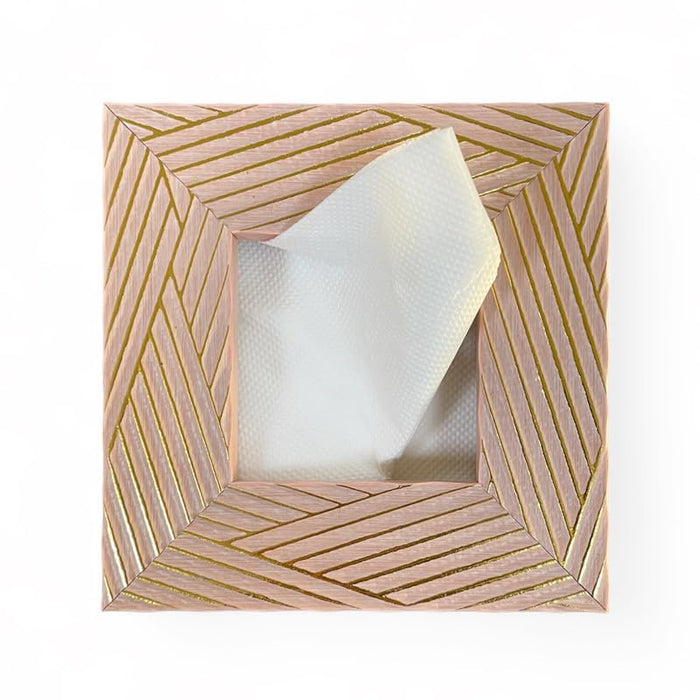 Art Street Tissue Box Holder with Cover, Rectangle Facial Tissue Paper Box Holder Decorative Organizer, Napkin Dispenser Box (Pink, Size: 7.5x7.5x2.5 Inch)