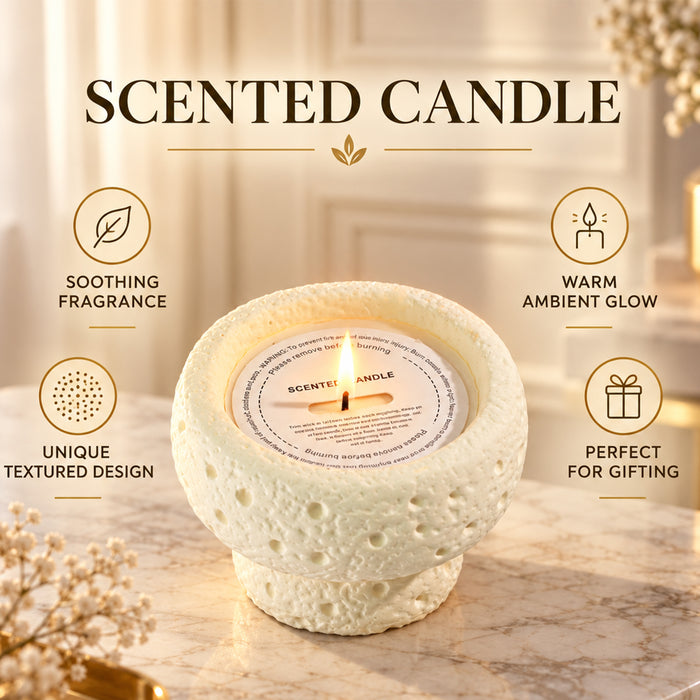 Ceramic Bowl Candle, Textured Yellow, Green, Pink Pedestal Jar Wax Candle for Home Decor, Festive Gifting & Aromatherapy (4x3 Inch)
